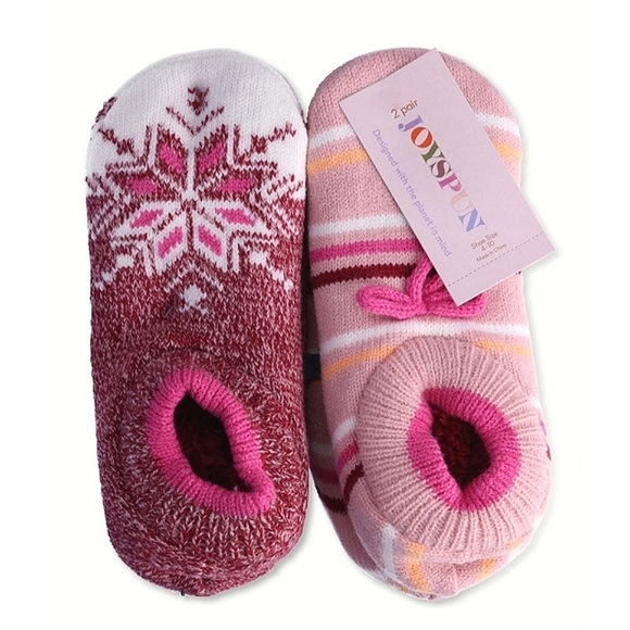 Joyspun Shoes - 2-Pack Joyspun Pink Snowflake Knit Slipper Socks - Women's size 4-10
